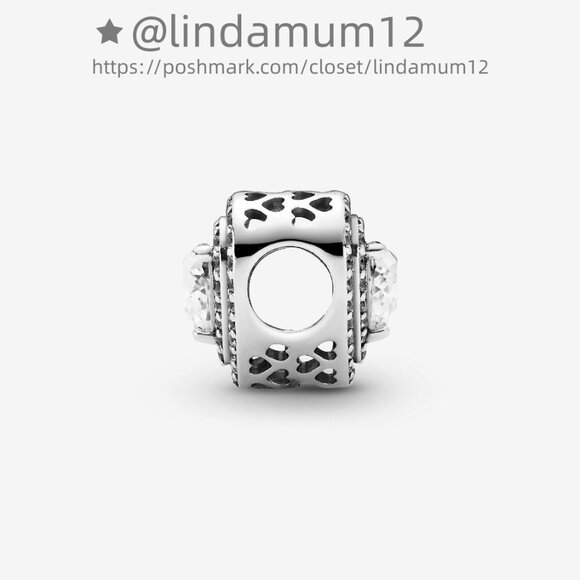 Pandora Sparkling Levelled Hearts Charm - Picture 3 of 4